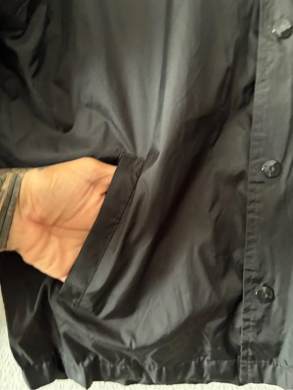 ACTIVE RIDE SHOP L BLACK NYLON WINDBREAKER BUTTON UP JACKET SKATER STYLE#3101